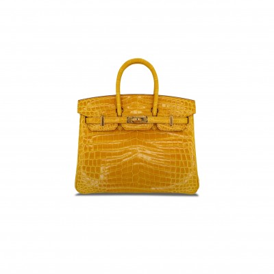 HERMÈS MASTER BIRKIN 25 CROCODILE LEATHER YELLOW GOLD BUCKLE H041354CK09 (25*20*13cm)